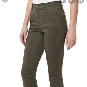 Deep Green Mid Rise Stretch Skinny Jeans